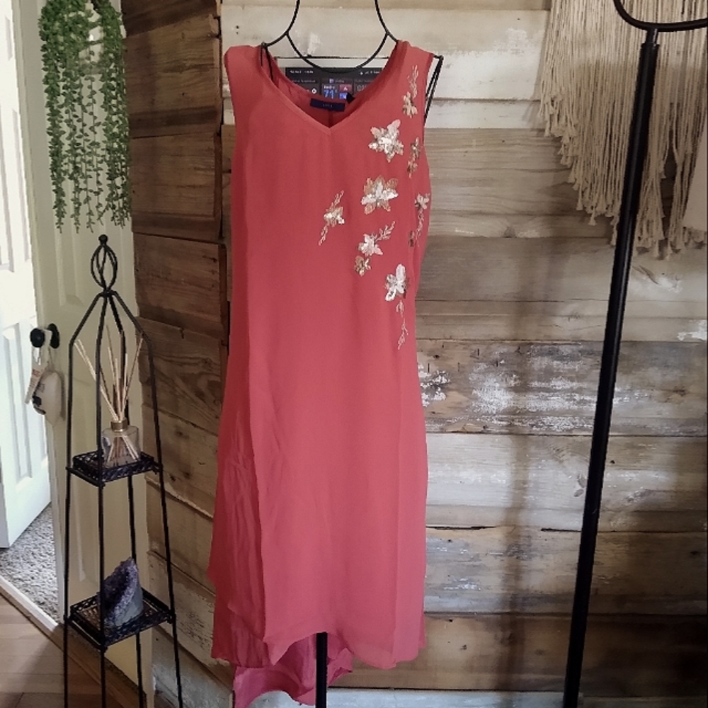 Apt. 9 Coral Sequin High Low Sleeveless Dress